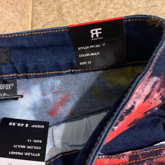 Redfox High Rise Destroyed Painted Skinny Jeans 13 - Picture 7 of 13